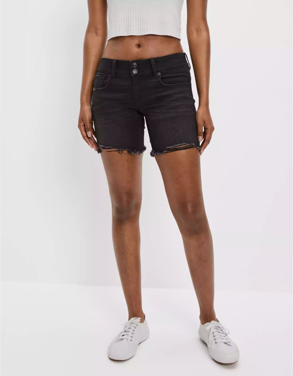 Shorts American Eagle AE Ne(x)t Level Denim Super Low-Rise Mince Bermuda Noir Femme | KUJ-72964636